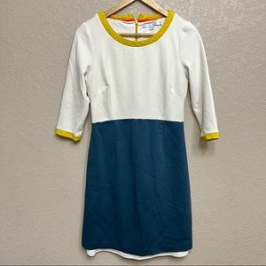BODEN womens SIZE 6R Louise Ponte colorblock 3/4 sleeve knit DRESS WH979